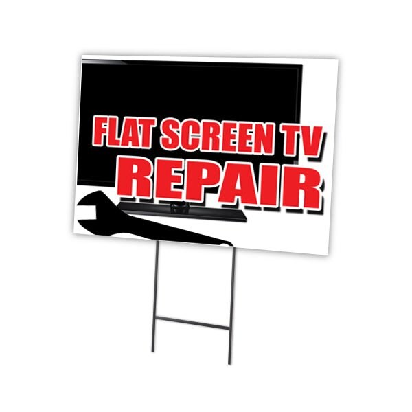 Signmission Flat Screen Tv Repair Yard & Stake outdoor plastic coroplast window, C-1216-DS-Flat Screen Tv Repair C-1216-DS-Flat Screen Tv Repair - main